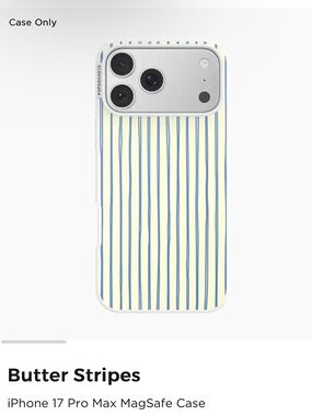 POPSOCKET MagSafe iPhone 17 Pro Max Case - Butter Stripes (Blue on Cream)